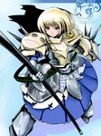  armor armored_dress blonde_hair blue_eyes phalanx_(sekaiju) polearm sekaiju_no_meikyuu sekaiju_no_meikyuu_3 solo spear spikes weapon yasitaorag 