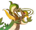  blush gen_5_pokemon no_humans pokemon pokemon_(creature) red_eyes servine snivy vine_whip 