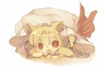  animal_ears bad_id bad_pixiv_id blonde_hair cat_ears chibi fang flandre_scarlet hat kemonomimi_mode masirosu open_mouth oversized_clothes oversized_object red_eyes short_hair solo touhou wings 