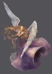  angel bare_shoulders blonde_hair closed_eyes dress final_fantasy final_fantasy_vi hands_clasped highres large_wings long_hair own_hands_together pisuke pointy_ears seraphim_(ff6) solo strapless strapless_dress very_long_hair wings 
