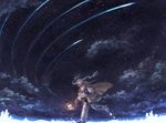  braid cape jpeg_artifacts lantern long_hair night night_sky original scenery shooting_star sime_(echo) sky snow solo star_(sky) starry_sky twin_braids twintails white_hair 