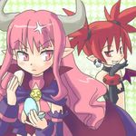  angry demon_girl disgaea etna horns lowres make_up makeup pink_hair pointy_ears red_hair succubus succubus_(disgaea) 