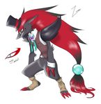  claws gen_5_pokemon gentleman hat long_hair master_ball monocle no_humans poke_ball pokemon pokemon_(creature) solo top_hat very_long_hair vest zoroark 