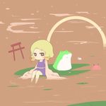  frog inishie moriya_suwako sitting solo torii touhou 