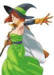  armpits bare_shoulders blush brown_hair dragon_quest dragon_quest_iii duplicate elbow_gloves gloves hat mage_(dq3) nanboku solo witch_hat 