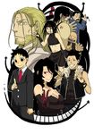  6+boys amestris_military_uniform androgynous bad_id bad_pixiv_id black_eyes black_hair blonde_hair envy_(fma) eyepatch eyes father_(fma) formal fullmetal_alchemist gluttony greed grin highres lust military military_uniform multiple_boys nyo_(couch_tomato) pride red_eyes sloth smile spoilers sunglasses teeth uniform vest wrath yellow_eyes 