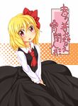  ascot blonde_hair blush hair_ribbon red_eyes ribbon rumia short_hair solo tec touhou 