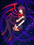  ash_(pixiv) asymmetrical_wings bad_id bad_pixiv_id black_hair houjuu_nue legs magic_circle mary_janes red_eyes shoes solo thighhighs touhou wings 