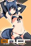  animal_ears armpits bikini cat_ears elbow_gloves front-tie_top gloves omega.ep original red_eyes side-tie_bikini solo swimsuit tail thighhighs 