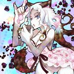  \m/ animal_ears babydoll black_hair blue_eyes bottomless breasts cat_ears claws cleavage furry gradient_hair koume_keito lowres mao_(shiei_no_sona-nyl) medium_breasts microphone multicolored_hair polydactyly seikan_hikou shiei_no_sona-nyl solo steampunk_(liarsoft) tail two-tone_hair white_hair 