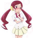  blush hanasaki_tsubomi heartcatch_precure! myoudou_gakuen_middle_school_uniform precure red_eyes red_hair ribonzu school_uniform solo 