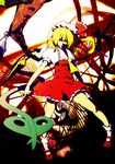  blonde_hair colorful flandre_scarlet hat high_contrast laevatein lefthand smile solo touhou 