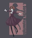  bob_cut brooch brown_hair character_name dancing dress english hairband jewelry pale_skin pantyhose r_dorothy_wayneright shadow shirakawa_(whitemist) short_hair solo the_big_o 