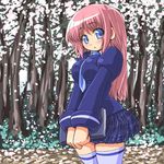  bad_id bad_pixiv_id between_breasts blue_eyes blush breasts dd_(ijigendd) large_breasts long_hair necktie original pink_hair school_uniform skirt solo thighhighs 