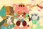  @_@ animal_ears animal_hat anyamal_tantei_kirumin_zoo bad_id bad_pixiv_id blue_hair blush bow brown_hair bunny cana_(calm) cat cat_ears clover coke-bottle_glasses crown dog dog_ears dress four-leaf_clover glasses hair_ornament hat heart mikogami_nagisa mikogami_riko mikogami_rimu multiple_girls open_mouth orange_hair paws red_eyes ribbon short_hair siblings sisters 