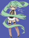  bad_id bad_pixiv_id blade_(galaxist) blush fishnets garters green_eyes green_hair long_hair necktie open_mouth original pc_personification skirt solo thighhighs translation_request very_long_hair zettai_ryouiki 