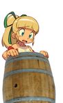  barrel blonde_hair blue_eyes blush child dress flat_chest green_eyes hair_ribbon ishikawa_hideki long_hair pun ribbon rockman roll solo 