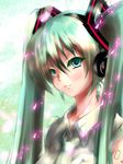  aqua_eyes green_hair hatsune_miku headphones long_hair naughty_face remyu solo twintails vocaloid 
