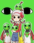  &lt;o&gt;_&lt;o&gt; :3 brown_hair cabbie_hat eyes gen_2_pokemon hat kotone_(pokemon) lowres natu no_nose overalls pokemon pokemon_(creature) pokemon_(game) pokemon_hgss sakurai_(kage) staring twintails xatu 