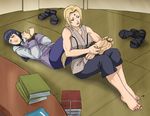  barefoot bdsm blonde_hair blue_eyes blue_hair blush bondage book bound bound_ankles bound_feet bound_toes bound_wrists brown_eyes facial_mark feet forehead_mark forehead_protector hyuuga_hinata konohagakure_symbol long_hair lost_one_zero lying multiple_girls muscle naruto_(series) naruto_shippuuden ninja on_back ponytail rope sandals shoes sitting sweatdrop tickling tied_up toenails toes tsunade wince 