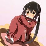  bad_id bad_pixiv_id black_hair blush brown_eyes hajime_(hajime-ill-1st) k-on! leg_hug long_hair nakano_azusa sitting solo track_suit twintails 