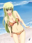  beach bikini blonde_hair breasts brown_eyes day dutch_angle large_breasts long_hair original reo shell solo swimsuit viewfinder 