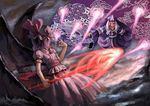  aako battle danmaku duel fan goshoguruma highres multiple_girls red_eyes remilia_scarlet saigyouji_yuyuko saigyouji_yuyuko's_fan_design shippou_(pattern) spear_the_gungnir touhou 