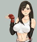  bad_id bad_pixiv_id black_hair final_fantasy final_fantasy_vii fingerless_gloves gloves gus_(clarkii) long_hair midriff navel shirt solo taut_clothes taut_shirt tifa_lockhart upper_body 