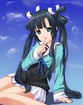  black_hair blue_eyes colorized hoshino_sora long_hair mole ookami-san ponishi. ryuuguu_otohime solo twintails 