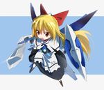  bad_id bad_pixiv_id blonde_hair gochou_(atemonai_heya) gundam gundam_00 gundam_exia long_hair red_eyes shanghai_doll shield solo sword touhou very_long_hair weapon 