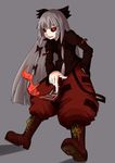  alternate_color black_sclera dark_persona fujiwara_no_mokou highres pants red_eyes solo tm3452 touhou 