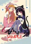  animal_ears black_hair blue_eyes bunny_ears cat_ears dress gokou_ruri gothic_lolita kousaka_kirino lolita_fashion long_hair multiple_girls mvv orange_hair ore_no_imouto_ga_konna_ni_kawaii_wake_ga_nai red_eyes sample tail thighhighs 