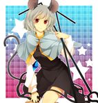  animal_ears bad_id bad_pixiv_id capelet face grey_hair homura_(aristocrat-y) jewelry light_smile looking_at_viewer mouse_ears mouse_tail nazrin pendant red_eyes short_hair silver_hair solo star tail touhou 