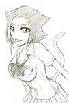  animal_ears bleach bleach:_zanpakutou_ibun_hen cat_ears catgirl haineko highres monochrome school_uniform schoolgirl sketch 