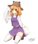  arm_up bad_id bad_pixiv_id blonde_hair dress face gen_5_pokemon hair_ribbon hat kneeling looking_at_viewer lowres moriya_suwako pokemon pokemon_(creature) pokemon_(game) pokemon_bw ribbon simple_background sleeves_past_wrists solo thighhighs tomoe_(itigo) touhou tympole white_background white_legwear wide_sleeves yellow_eyes zettai_ryouiki 