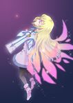  bad_id bad_pixiv_id blonde_hair blue_background closed_eyes collet_brunel gradient gradient_background long_hair pantyhose pink_wings purple_background solo tales_of_(series) tales_of_symphonia time-flies wings 