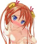 blue_eyes blush breasts kagurazaka_asuna mahou_sensei_negima mahou_sensei_negima! nipples nude twintails 