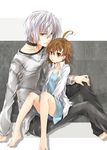  1girl accelerator ahoge brown_eyes brown_hair choker highres last_order meso_(goma-meso) red_eyes short_hair sitting to_aru_majutsu_no_index white_hair 