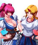  akimichi breasts chain hands_on_hips horn hoshiguma_yuugi large_breasts multiple_girls onozuka_komachi scythe touhou 