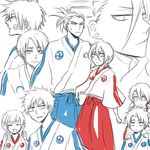  6+boys abarai_renji bad_id bad_pixiv_id bearpower bleach hair_ornament hakama_skirt hinamori_momo hisagi_shuuhei hitsugaya_toushirou inoue_orihime japanese_clothes kimono kira_izuru kuchiki_byakuya kuchiki_rukia kurosaki_ichigo looking_at_viewer miko multiple_boys multiple_girls ponytail school_uniform shin'oureijutsuin_school_uniform short_sleeves simple_background uniform white_background 