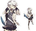  choker crossdressing inazuma_eleven inazuma_eleven_(series) jacket male_focus skirt suou suzuno_fuusuke thighhighs white_hair 