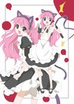  animal_ears blue_eyes candle cat_ears cat_tail long_hair maid nekomimi open_mouth pink_hair sherlock_shellingford shoes tail tantei_opera_milky_holmes whip 