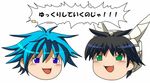  black_hair black_hairblue_eyes blue_eyes blue_hair fugen_shinjin green_eyes houshin_engi parody taikoubou yukkuri_shiteitte_ne 