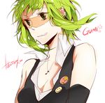  bad_id bad_pixiv_id glasses green_hair gumi hatsuko musical_note solo vocaloid 