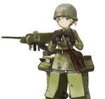  aqua_eyes binoculars blonde_hair cannon helmet kuuro_kuro kv-1_(personification) lowres mecha_musume military original solo soviet uniform world_war_ii 