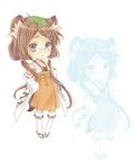  :t animal_ears bad_id bad_pixiv_id brown_hair chibi detached_sleeves glasses grey_eyes leaf original shabon_(smilebox1) solo 