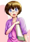  bag brown_hair casual glasses grey_eyes ootsuka_rei ore_no_imouto_ga_konna_ni_kawaii_wake_ga_nai short_hair solo tamura_manami 