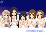  akiyama_mio angel_wings black_hair blonde_hair blush brown_eyes brown_hair cloud hair_ornament hairband hairclip hirasawa_yui k-on! kotobuki_tsumugi long_hair multiple_girls nakano_azusa open_mouth praying ryunnu short_hair tainaka_ritsu wings 