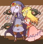  1girl bad_id bad_pixiv_id blonde_hair blue_eyes cape gloves hat kiru long_hair pointy_ears princess_zelda purple_hair red_eyes the_legend_of_zelda the_legend_of_zelda:_the_minish_cap toon_zelda vaati 