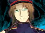  axis_powers_hetalia bad_id bad_pixiv_id brown_hair face glasses green_eyes hat k-takamitsu lithuania_(hetalia) male_focus military military_uniform solo uniform whip 